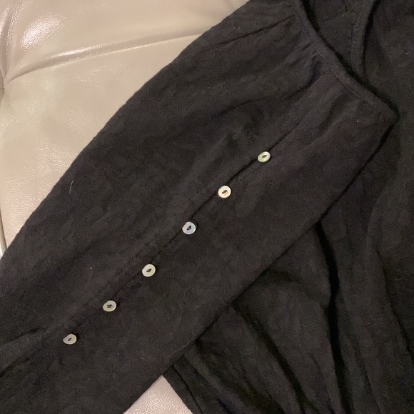 Lucky Brand Top S Black Jacquard Cold Shoulder Ruched 3/4 Sleeve Women’s NWT - Picture 8 of 11